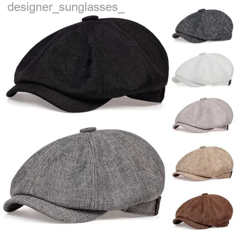 Stingy Brim Hats Retro Newsboy Cs Men British Painters Hats Spring and Summer Berets Herringbone Flat C Hip Hop BeretsL231109