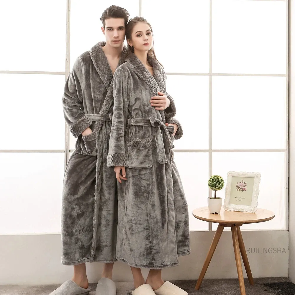 Batas Para Hombres Albornoz De Franela Larga Con Capucha De Invierno Para Hombre Bata De Bano