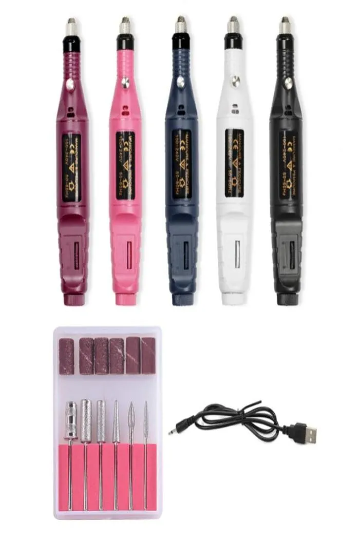 1Set Professional Electric Nail Kit Nail Tips Manicure Machine Electric Art Pen Pedicure 6 Bits Art Tools Kit Ny gåva3243717