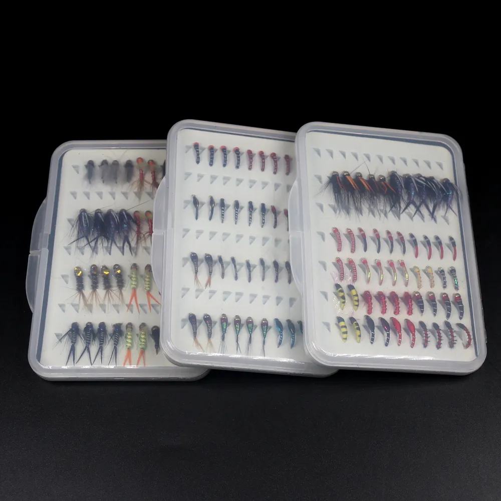 Baits Lures 40PCSBox Fishing Fly Set Stonefly Buzzers Beadhead Nymphs Epoxy Coated Nymphs Portable Trout Fly Fishing Box 230331