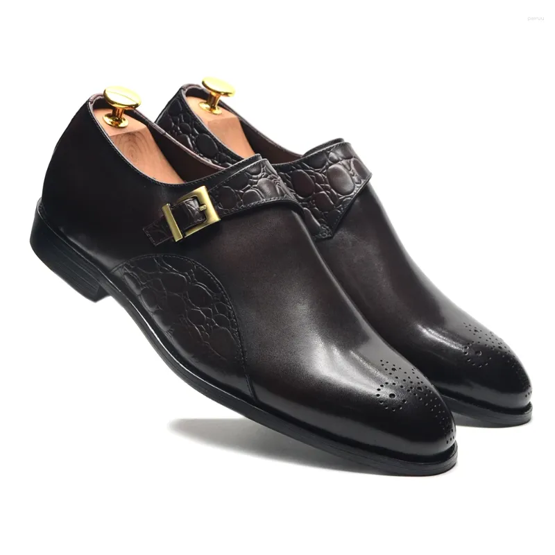 Классические туфли Классические дизайнерские монки с ремешком для мужчин Натуральная коровья кожа с одной пряжкой Крокодиловые принты Оксфорд Деловые мужские туфли
