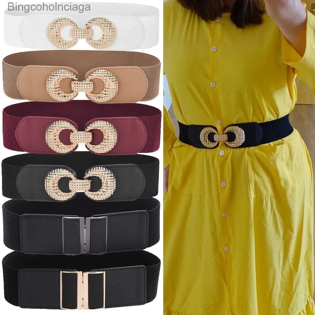 Wide Elastic Stretch Belt with Alloy Buckle for Women s-l400.jpg main image 3