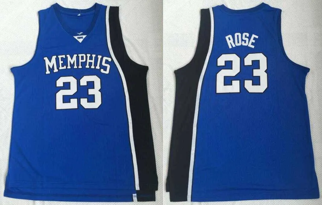 Hommes College 23 Basketball Derrick Rose Jerseys Blue University Tigers Uniform Sport