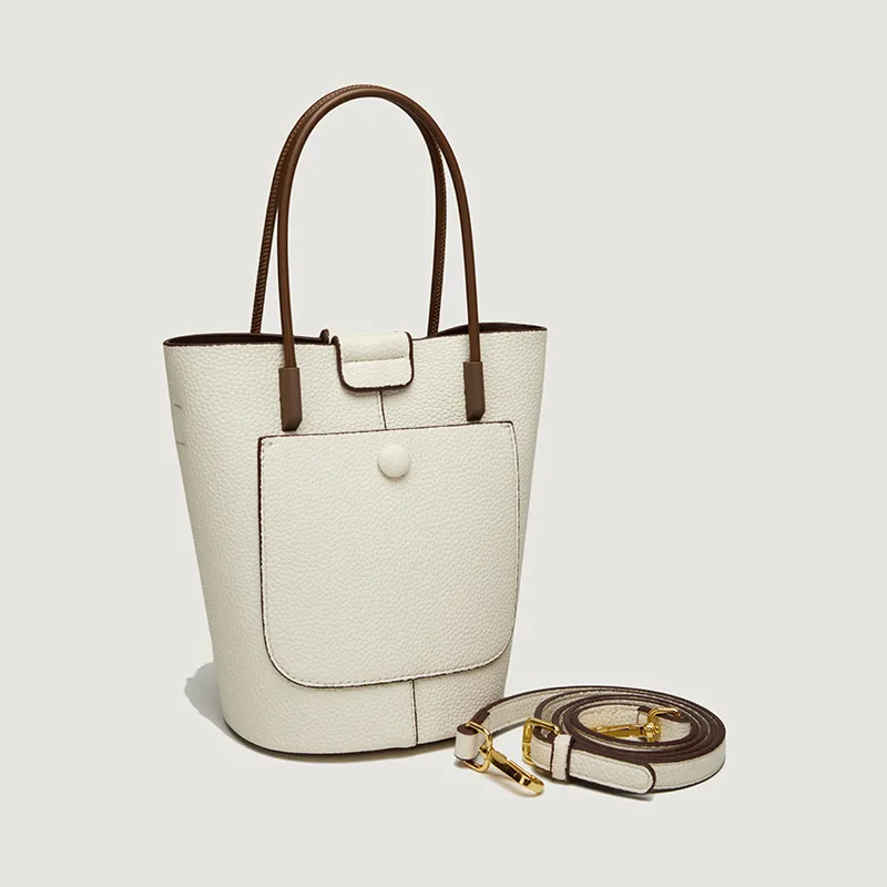 Легкая роскошная универсальная корзина для овощей женская сумка через границу новая весенне-летняя модная сумка-ведро трендовая сумка через плечо Macaron белая