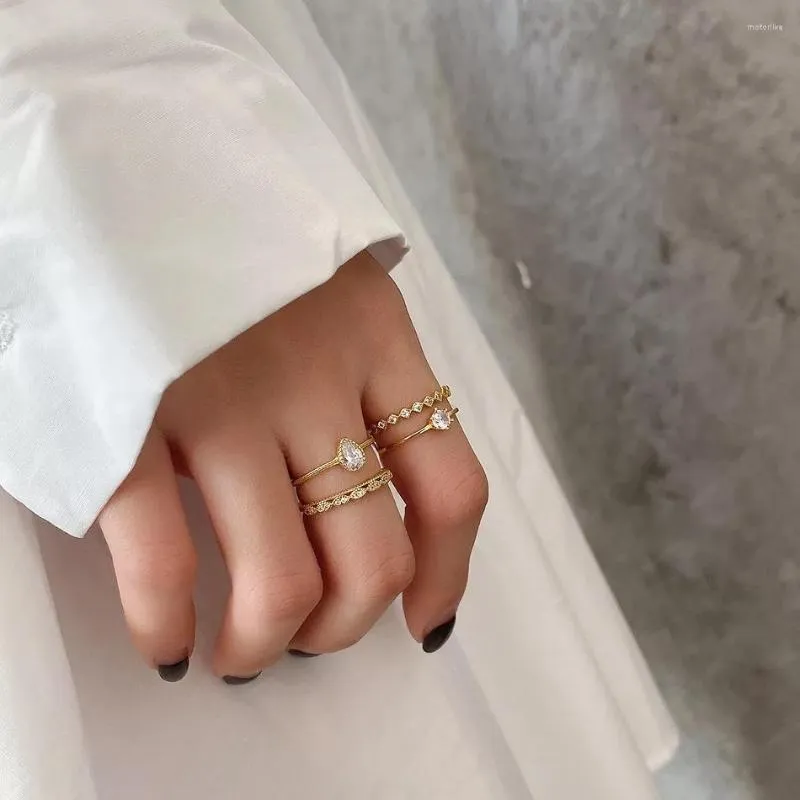 Cluster Rings 925 Sterling Silver Ring Fashion Celi French Style Geometric Chain Irregular Bumps Wide Stripes Overlap Woman Girl Hand Jew