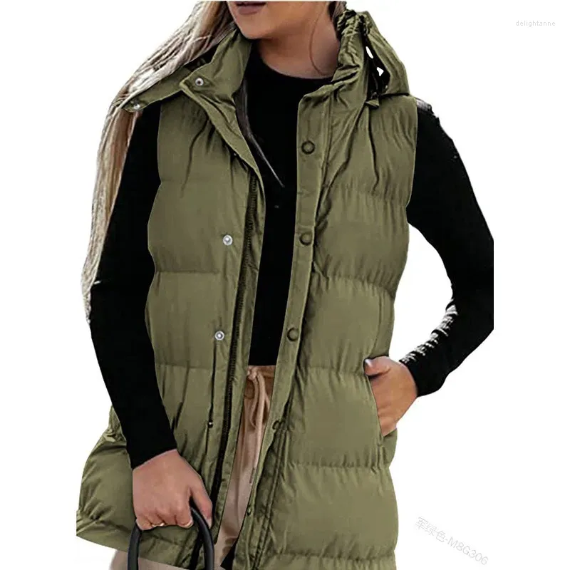 Gilets pour femmes Wepbel Femmes Manteaux Slim-Fit Solide Couleur Veste à capuche Veste d'extérieur Garder au chaud Fermeture à glissière Simple boutonnage Casual