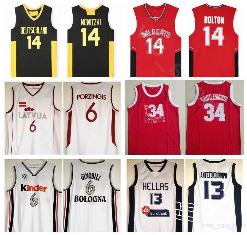 Film College Basket Wildcats 14 Troy Bolton Maglie High School 14 Dirk Nowitzki Deutschland Germania Wilt Chamberlain Toni Kukoc Aaliyah