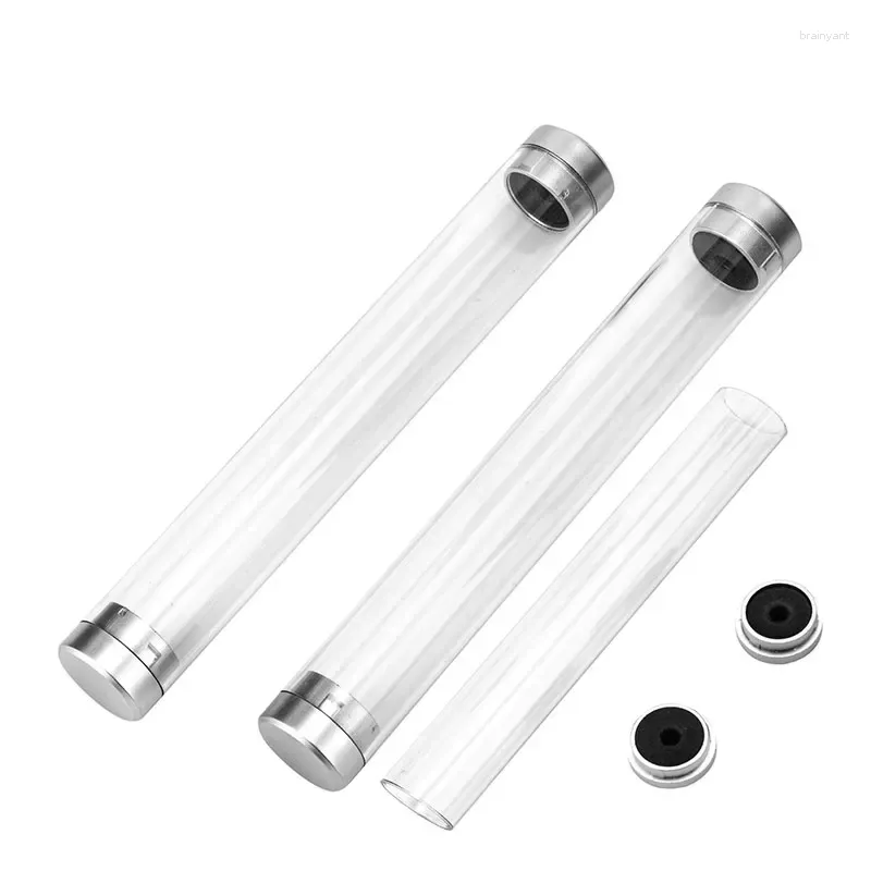 6st Transparent plastpenna Holder Crystal Cylinder Presentlåda pincette Eyebrow Clip Universal Packaging Lagringslådor
