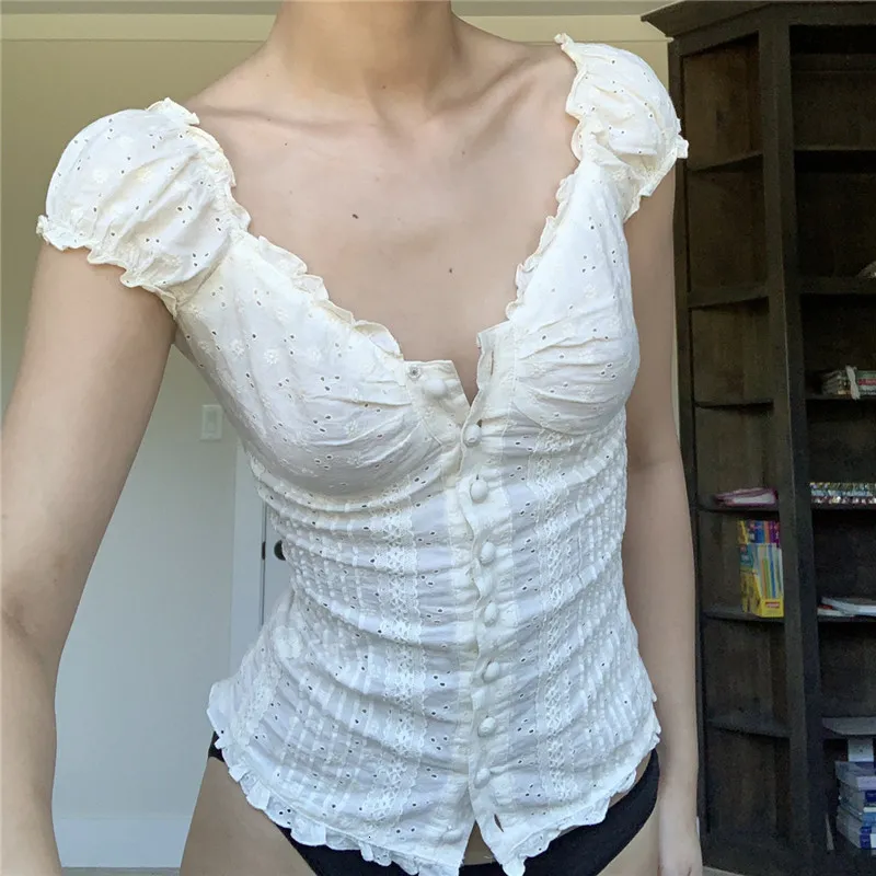 Koszulka damska Itfabs Kawaii White Corset Top 2000