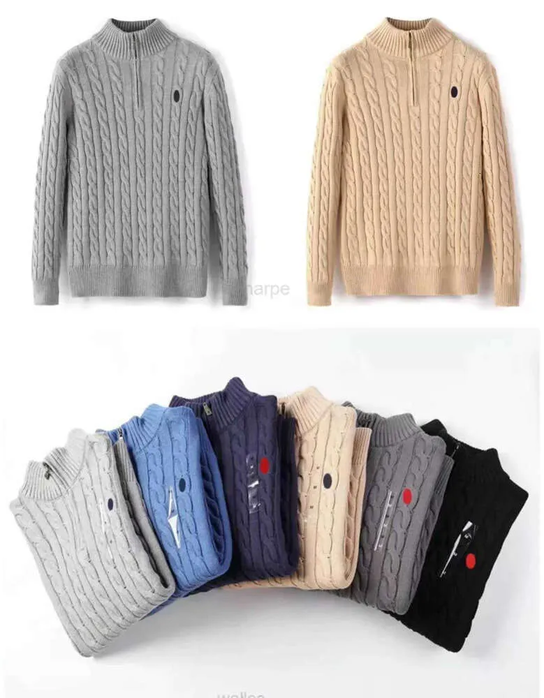 mens Designer Polo Sweater Fleece ralphs Shirts Thick Half Zipper High Neck Warm Pullover Slim Knit Knitting Lauren Jumpers Small horse Brand Cotton YT1195