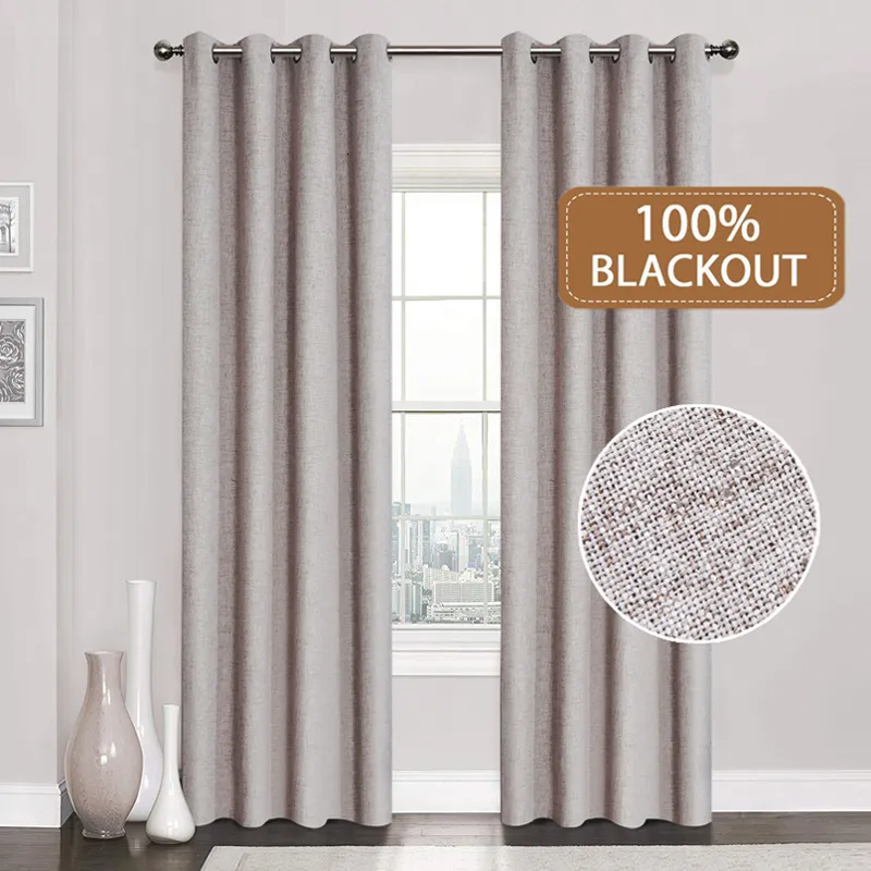 Ren gardiner linne 100% blackout för kök sovrum fönsterbehandling fast vattenprov för vardagsrum skräddarsydd 230403