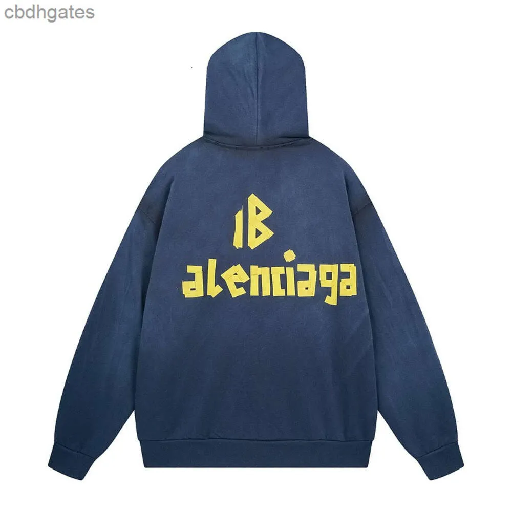 Tröjor Balencaiiga tvättade hoodies hoodie två gånger tröja version sliten Paris högkvalitativ band direkt ut spray huvtryckta färdiga kläder 65iq