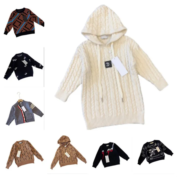 Våren och hösten New Children's Sweater Coat Knit Cardigan Boys and Girls Classic Striped Casual Casual Style Children's Wear 90-150cm D0015