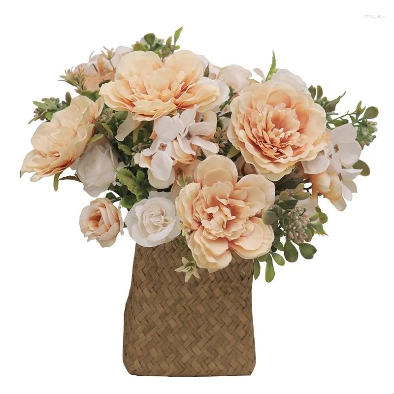 Fiori decorativi 30 cm Autunno Fiore artificiale Peonia Rosa Seta per la decorazione domestica di nozze Festa di Natale Soggiorno Fai da te falso