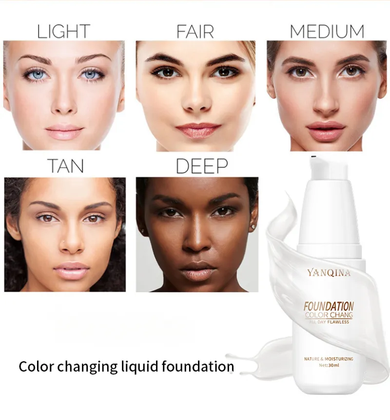 Fondotinta liquido illuminante BB Cream universale che cambia colore a lunga durata 30 ml, lunga durata e controllo dell'olio