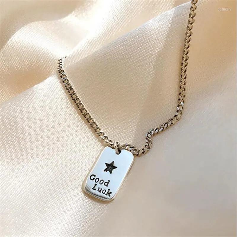 Pendentif Colliers Arrivée Rectangulaire Marque Lettre Argent Plaqué Bijoux Bonne Chance Étoile À Cinq Branches Géométrique N168