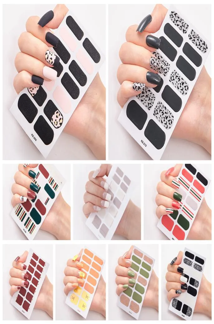 Full Nail Wraps Art Polish Stickers Leopard Decal Strips Adhesive False Nail Design Manicure Set 3D Shiny Nail Stickers RRA35605847918