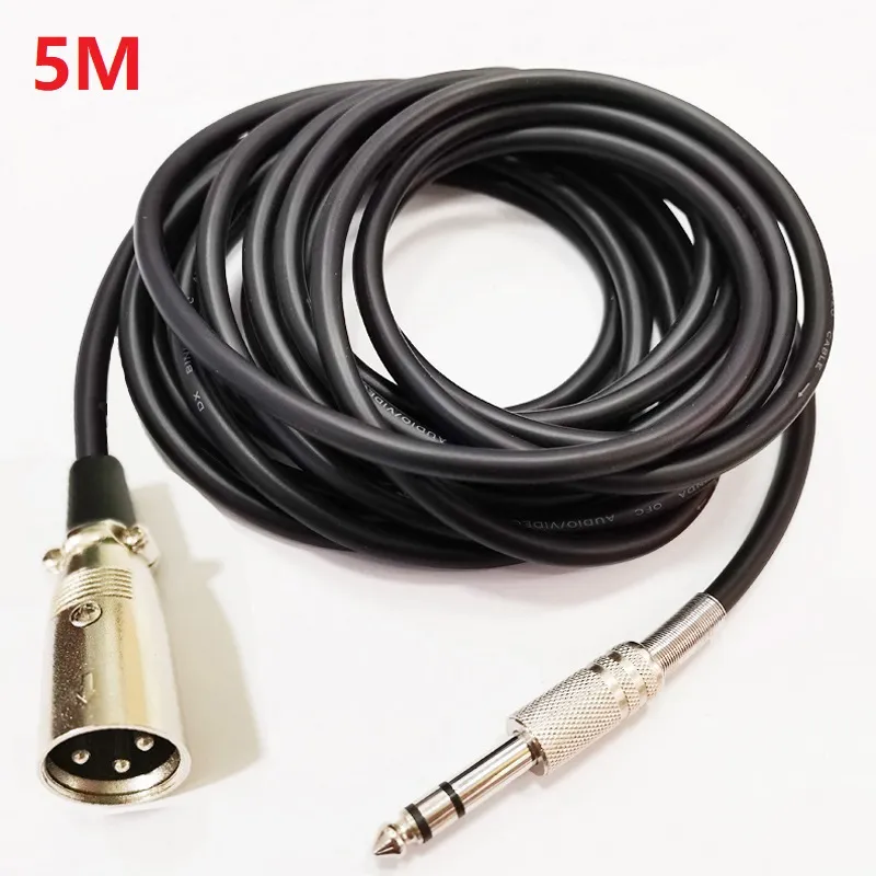 Audio Cables, XLR 3Pin Male to 1/4'' 6.35mm TRS Stereo Male Jack M/M Balanced MIC Microphone Audio Connect Cable About 5M / 1PCS