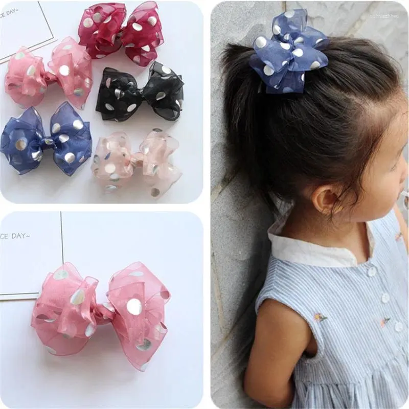 Hair Accessories 10pcs/lot Est Boutique Polka Dot Bow Clips For Girls Barrettes Transparent Yarn Hairpins Kids