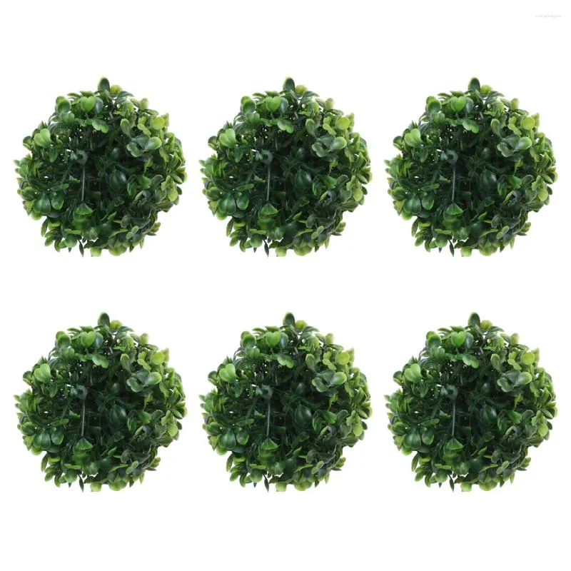 Dekorativa blommor 6 PCs trädgårdsfärer konstgjorda bonsai topiary utomhusväxter träd boll faux boxwood sfär