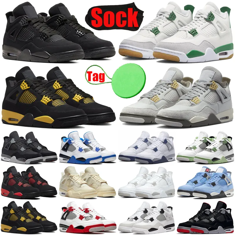 Zapatillas de baloncesto Green Pine 4 4s para hombre mujer Red Thunder Cement Seafoam Military Gatos negros Zapato de lona Midnight Navy White Oreo zapatillas de deporte para hombre