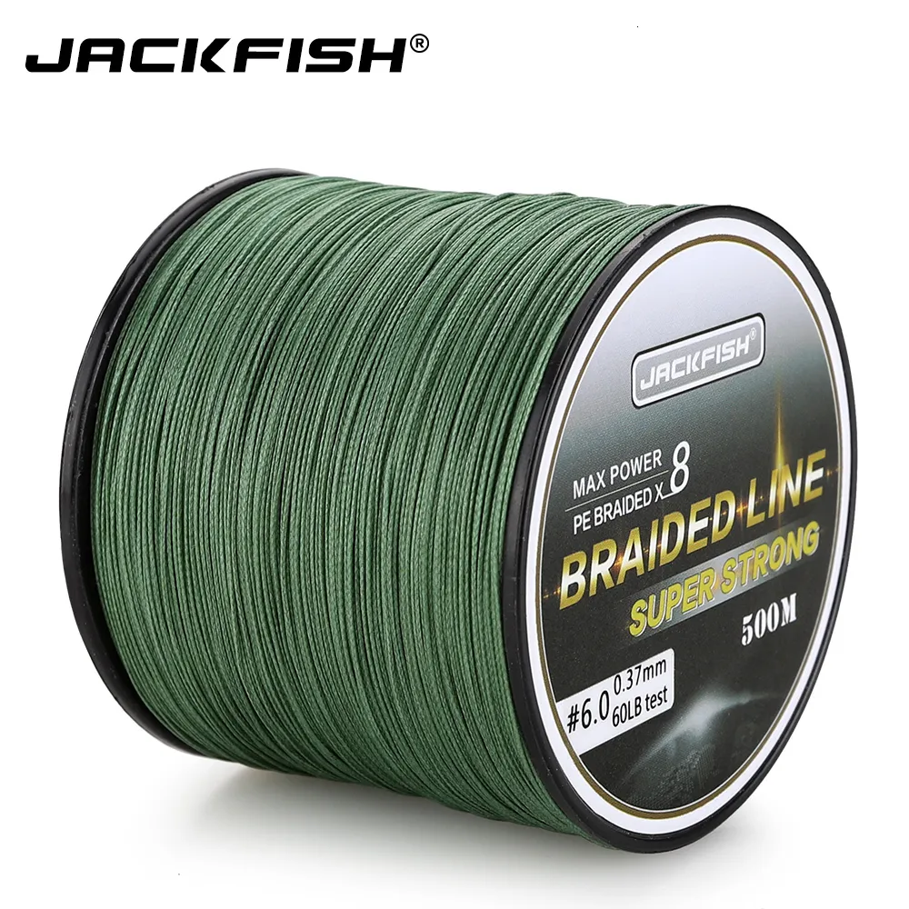 Braid Line JACKFISH 500M 8 strand Smoother PE Braided Fishing Line 10-80LB  Multifilament Fishing Line Carp Fishing Saltwater with gift 230403