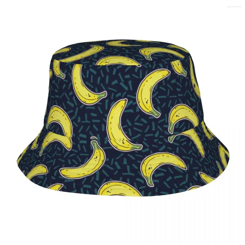 Berets Yellow Banana Eimer Hut Sommer Kopfbekleidung Accessoires Fischereikappe für Outdoor Sports Frauen Bob Leichtgewicht