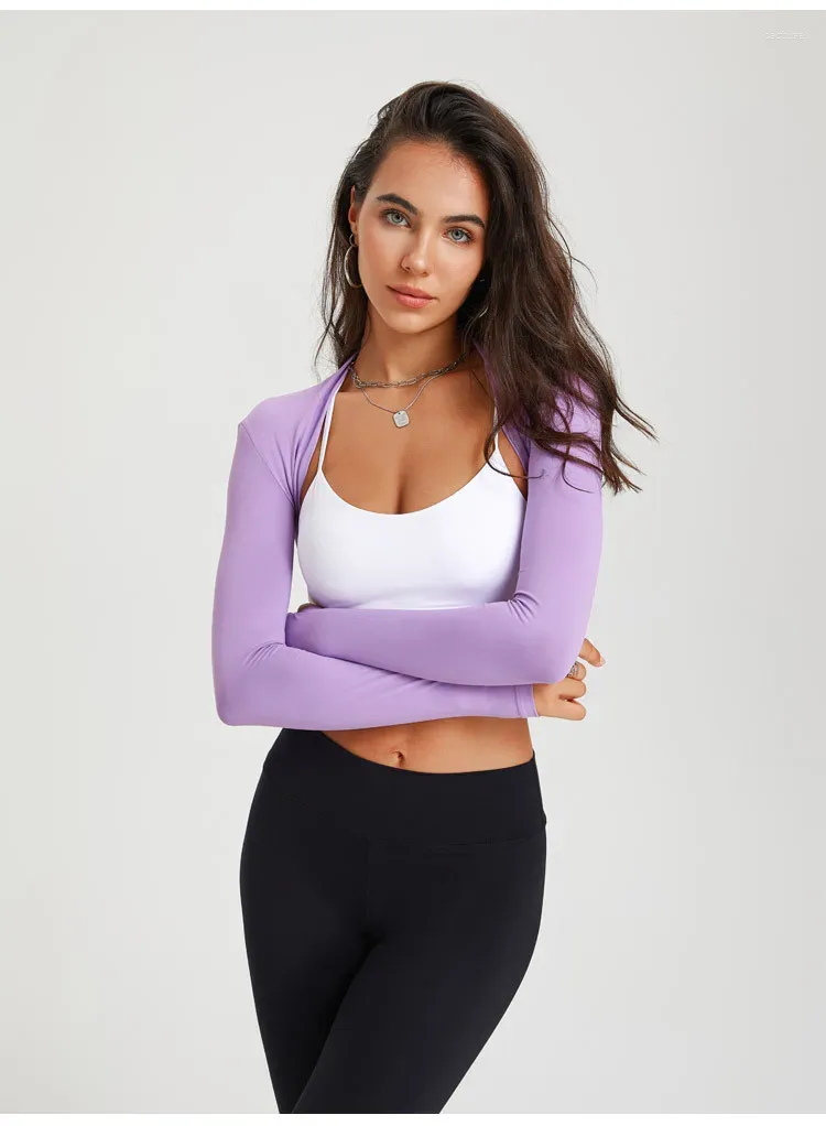 Camisas ativas chegada mulheres ginásio esporte manga longa dança xale fitness cor sólida cardigan pequeno colete treinamento blusa mujer