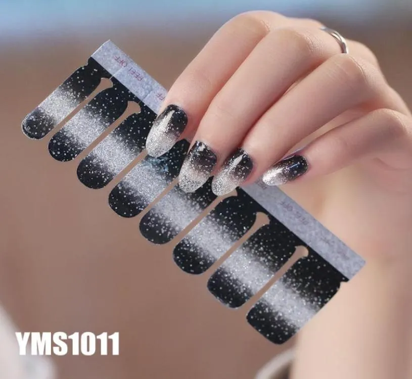 Flash powder Gradient Nail Stickers Decals polish 16pcs Multi optional colors pure color Nail sticker colour personality new style6639688