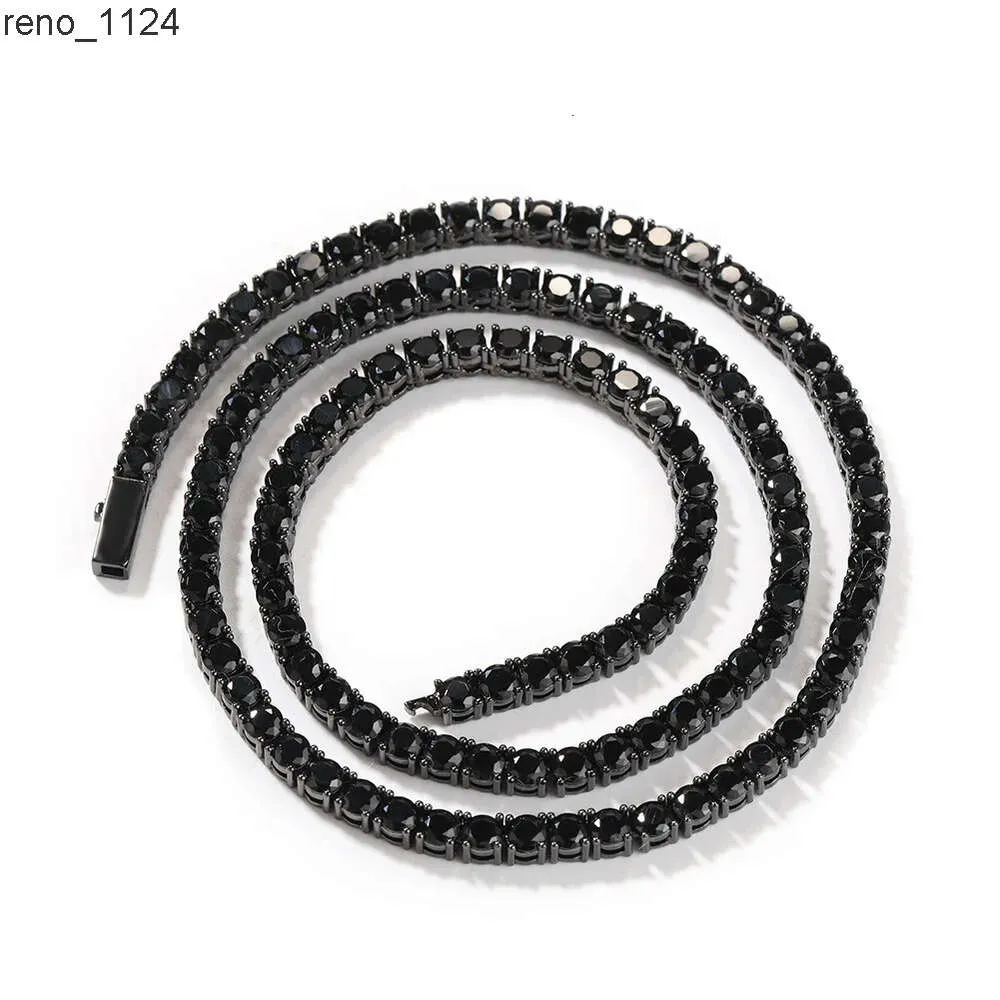 De 4 мм, 16, 18, 20, 22, 24 дюйма, теннисная цепочка со льдом, ожерелье с черным покрытием, латунная, фиолетовая, черная, с цирконием, теннисная цепочка для мужчин и женщин