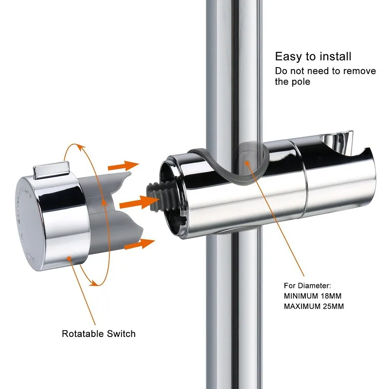 Robinets Douches Accs Siège de douche de type bouton droit, siège de levage, support de buse, adapté au manchon coulissant de douche à tube de 18 à 25 mm par DHL