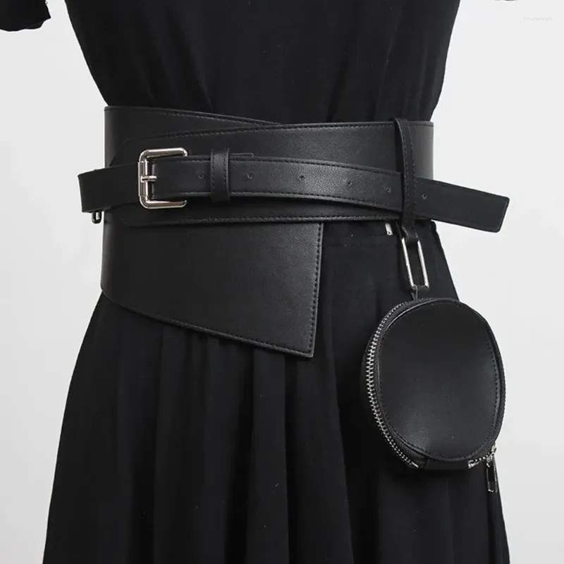 Bälten med midjeväska midjebältet lyxig designer vintage bred korsett pu läder y2k midjeband kvinnlig klänning