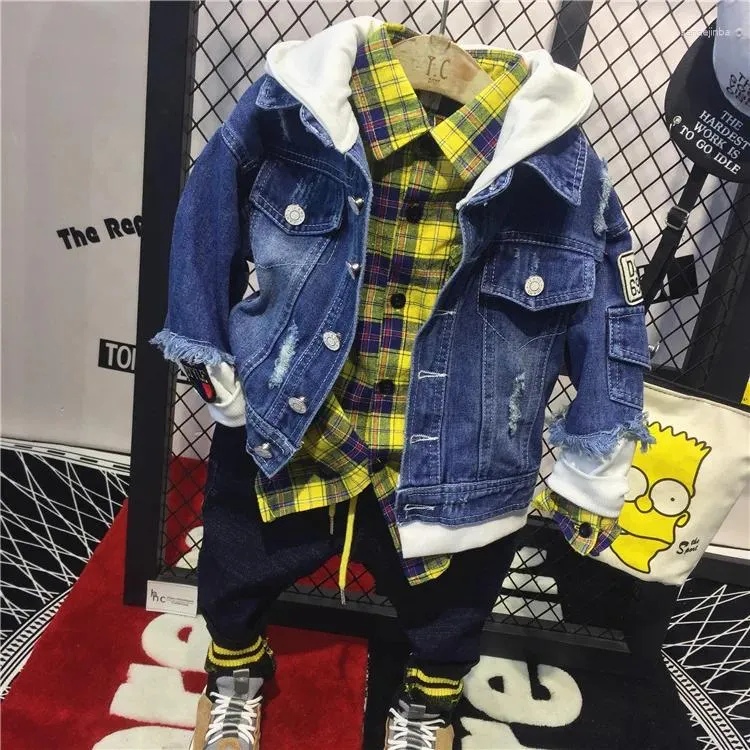 Ensembles de vêtements printemps automne bébé garçon vêtements ensemble enfants produits enfants garçons Denim veste chemise jean 3 pièces