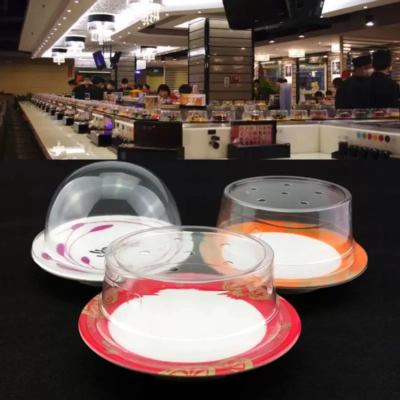 Kunststoffdeckel Topfdeckel für Sushi Teller Buffet Förderband Sushi Wiederverwendbare transparente Kuchenform Abdeckung Restaurant Zubehör