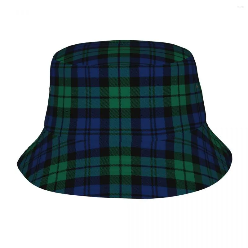 Berets Spring Headwear Rustic Green And Blue Black Watch Plaid Holiday Bucket Hat Trendy Sun Bob Fishing Caps Outdoor