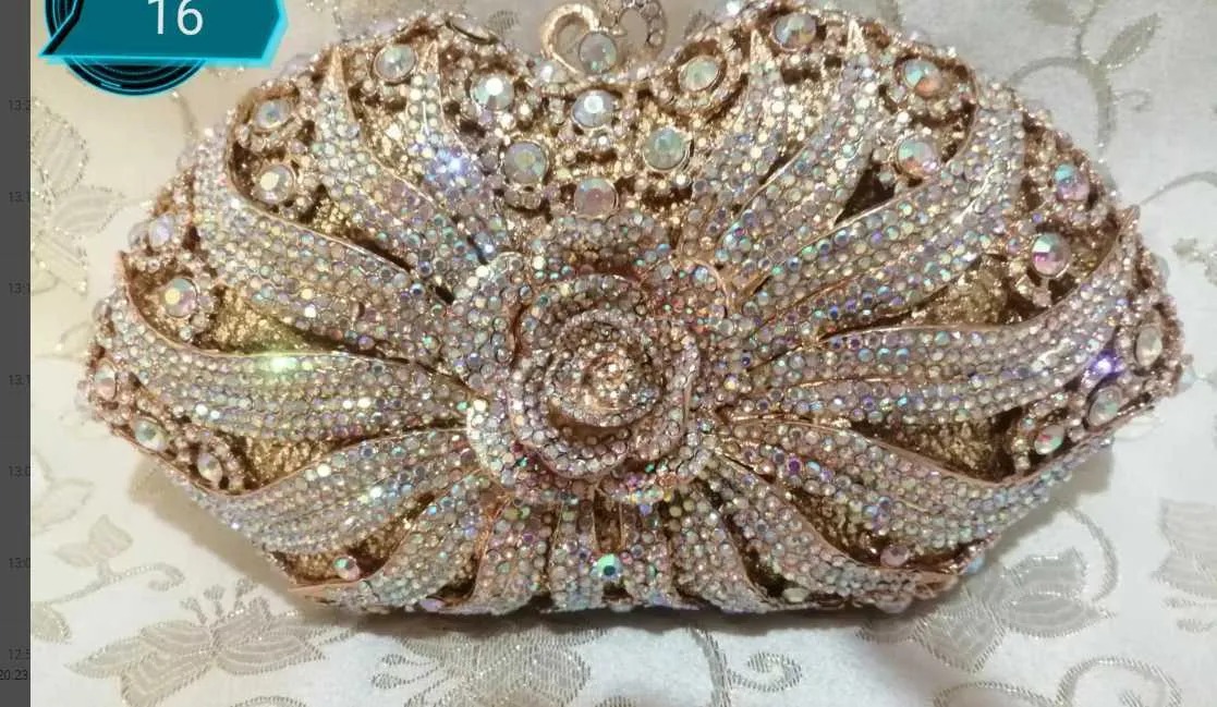 Topp Luxury Purple/Blue Crystal Red Bag Rhinestones Evening Clutch Purse Wedding Ladies Party Clutches Evening Bags For Girl Present Bag 230308