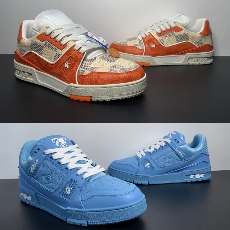 Klassieke sportschoenen met platte bodem Coach Vrijetijdsschoenen Veterschoenen Modieuze boardschoenen Leer Wit Oranje Blauw Geel Letterplatform Heren Dames Lage sportschoenen 38-45