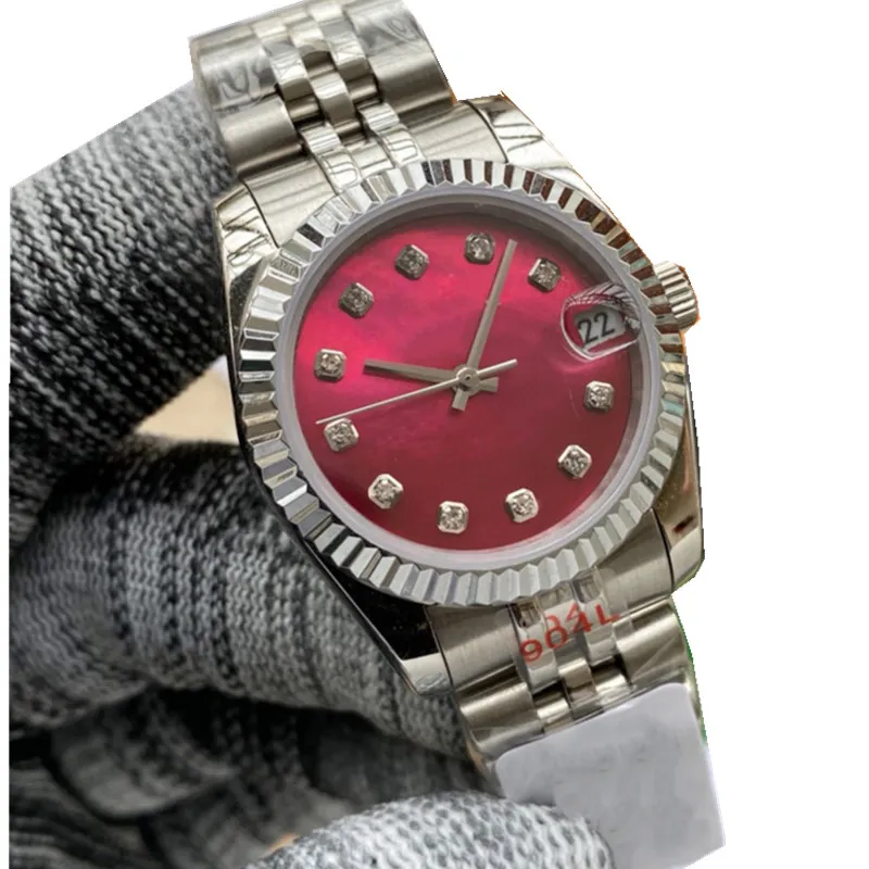 Watch męskie zegarek Diamond Bezal Red Watch Automatyczny mechaniczny biznes ze stali nierdzewnej Wodoodporne zegarek na rękę Montre de Luxe 31 mm