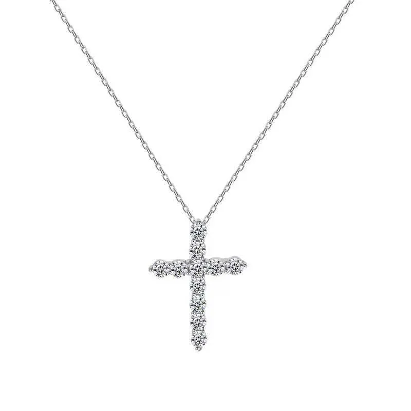 Ciondolo croce in argento S925 con diamanti Ma Siwei Rete rossa Stesso stile Collana maschile e femminile