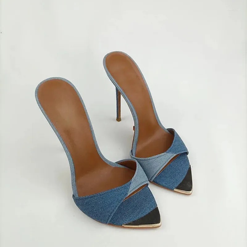 Pantofole MKKHOU Sandali alla moda Scarpe moderne con tacco aperto e punta aperta in metallo sexy di alta qualità da donna