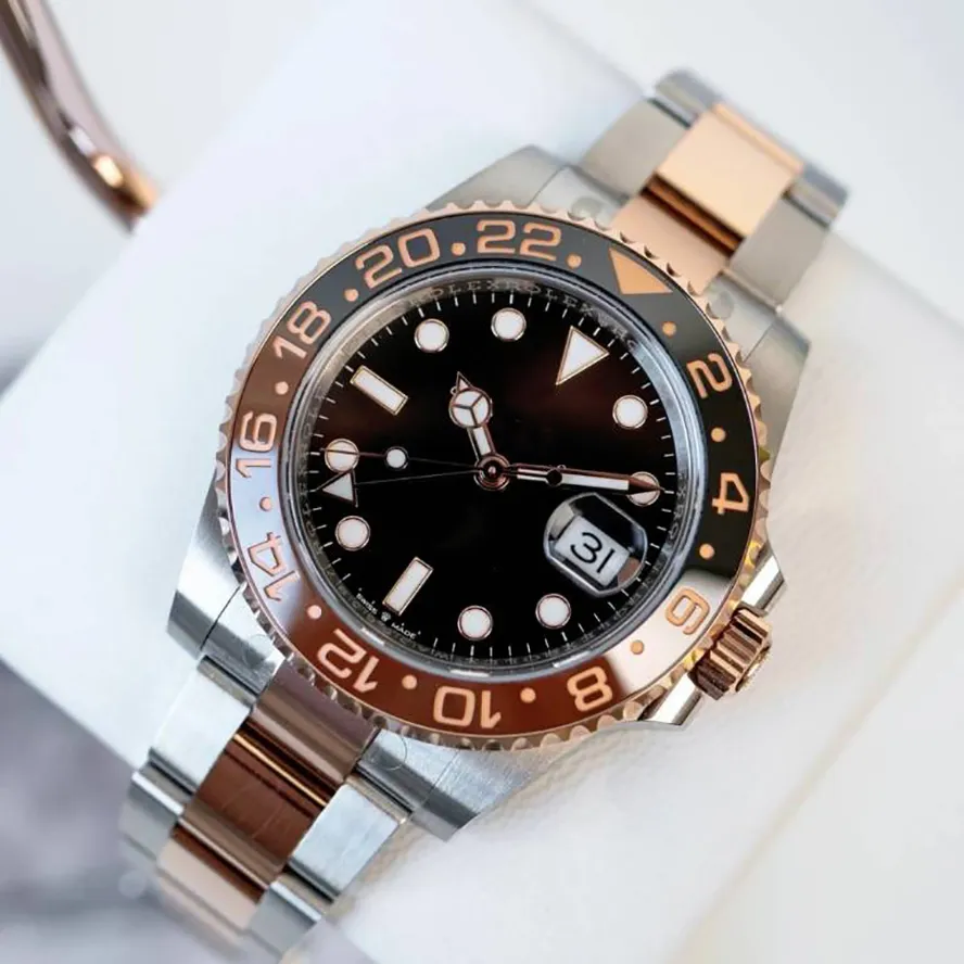 Relógio masculino GMT II--126710 anel de relógio de cerâmica de 40 mm de luxo masculino movimento mecânico automático 3235 relógio de pulso