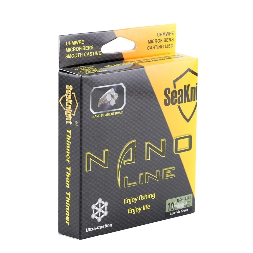 خط جديلة Seaknight Nano 300m 330yards PE خط صيد مضفر 4 خطوط الصيد متعددة الصيد 4-10 رطل 0.07-0.12 مم Saltwater 230331