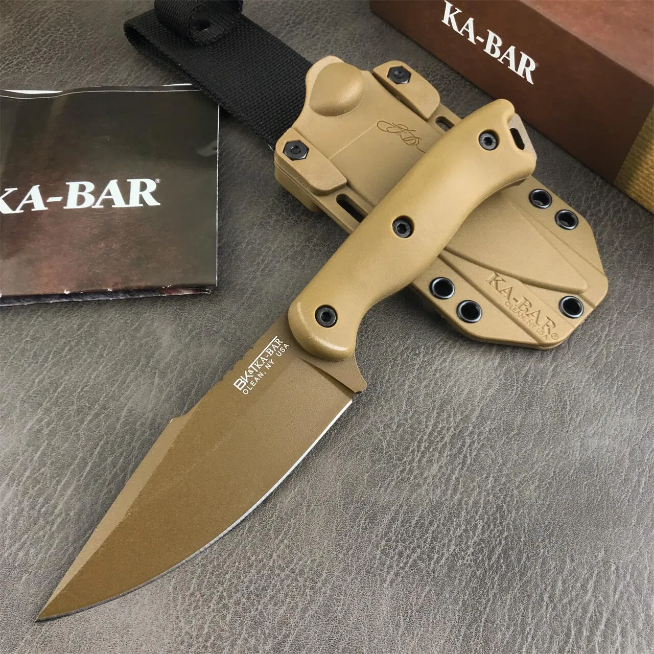KA BAR BK18 Becker Harpoon Fixed Blade Knife D2 Blade Nyloin Fiber ...