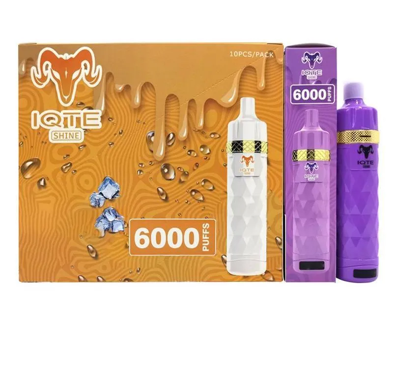 E-sigaretten 100% origineel IQTE FILEX glans 6000 trekjes 850 mah Voorgevuld apparaat wegwerpvape Geautoriseerde 10 kleuren cigarrillos desechables