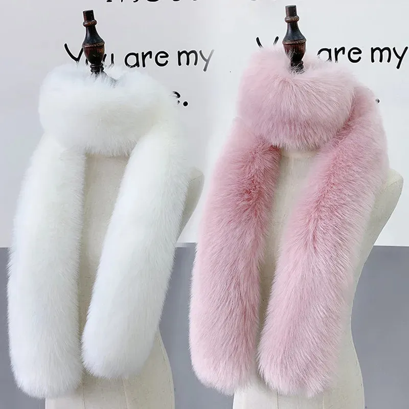 Écharpes Écharpe en fourrure pour femmes chaude et douce écharpe en fourrure de renard artificielle hiver pour femmes faux col long châle en fourrure en peluche accessoires de vêtements pour femmes 231103