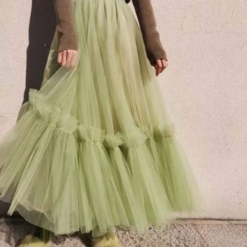 Gonne Sottoveste Tutu Gonna in tulle Vintage Midi Pieghettato Gonne a rete morbida Donna Lolita Damigella d'onore Matrimonio Faldas Mujer Saias Jupe 230403