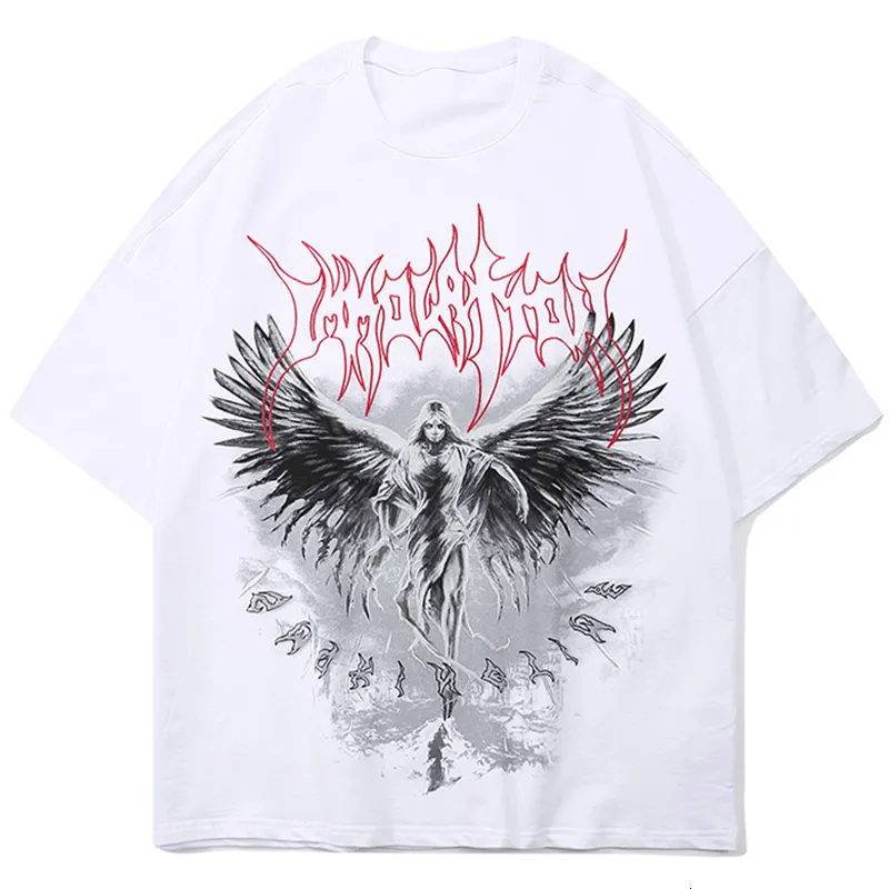 Erkek Tişörtler Gotik Punk Stil Tişörtleri Erkekler için Harajuku Kısa Kollu Tee Top High Street Yenilikçi Yaz Sokak Giysisi Y2K 230403