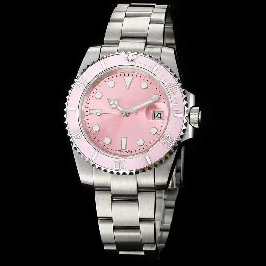 Apk007 2813 Movimiento automático Esfera rosada Relojes deportivos mecánicos para mujer Acero inoxidable 221d