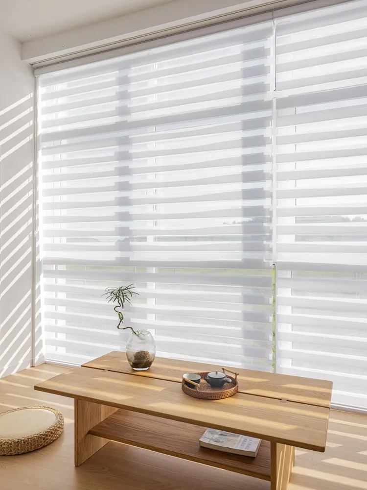 Blinds Corte personalizado para tamanho básico Branco zebra rolo de camada dupla tons pura ou privacidade Light Control dia e noite 230403