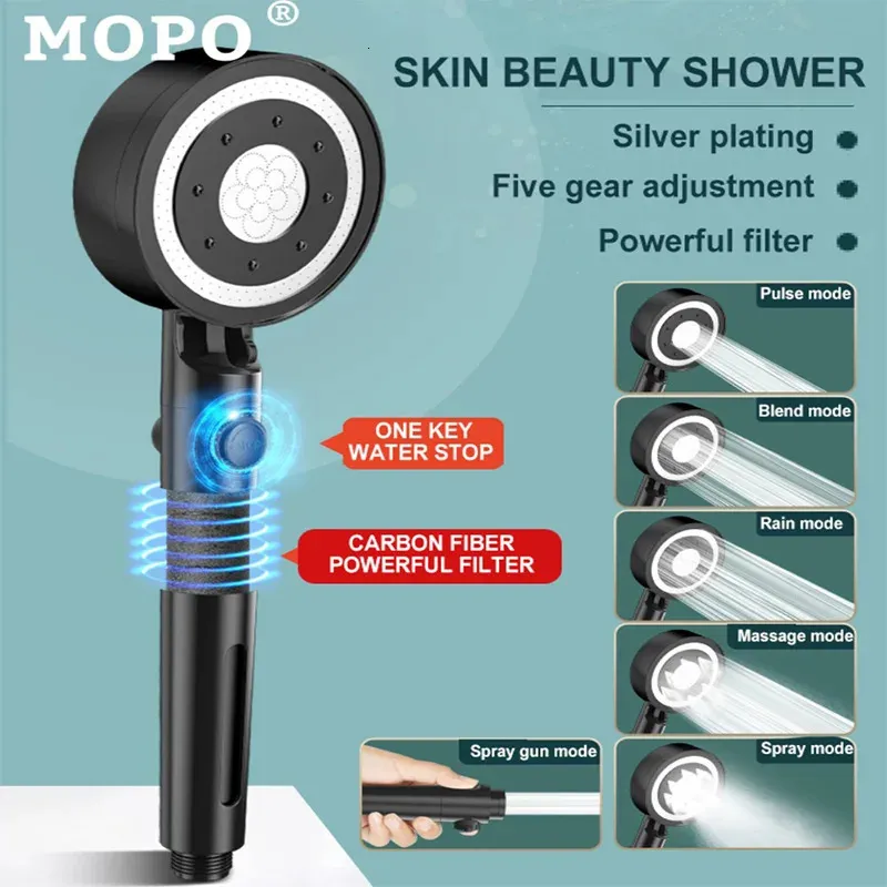 Bathroom Shower Heads High Pressure Shower Heads 6 Modes Adjustable Bathroom Filter Shower One-key Stop Water Toothbrushes Heads Bathroom Accessories 231102